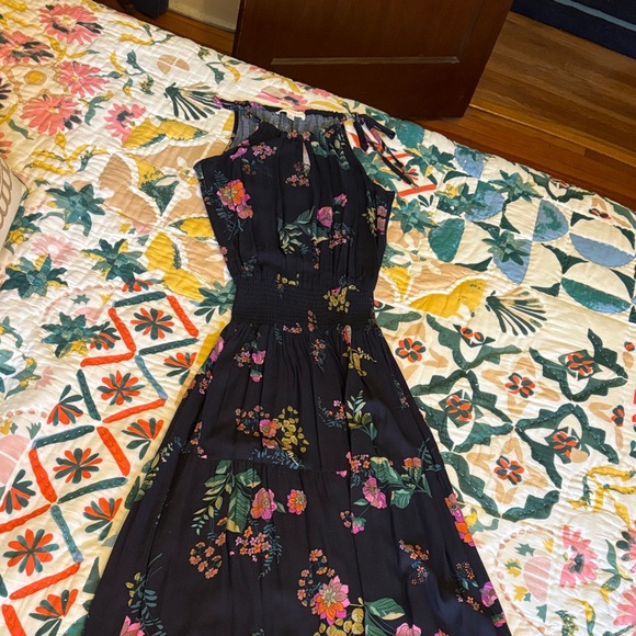 lovestitch Dresses & Skirts - lovestitch Black Floral Halter Smocked-Waist Maxi Dress